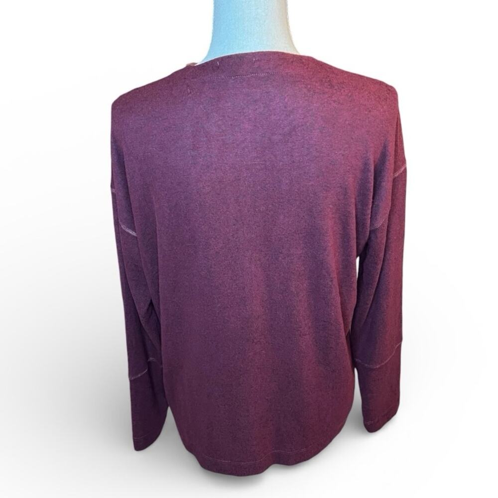 Rails Leigh Port Maroon Velvet Lace Up Long Sleeve Top Relaxed sweater normcore - Picture 5 of 8